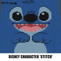 Stitch Face Disney Lilo and Stitch Movie Cartoon Character crochet graphgan blanket pattern; c2c, cross stitch; graph; pdf download; instant download
