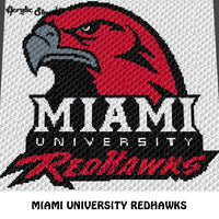 Miami University Redhawks Oxford Ohio College Logo And Mascot crochet graphgan blanket pattern; graphgan pattern, c2c; single crochet; cross stitch; graph; pdf download; instant download