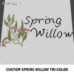 Custom Spring Willow Floral Bi-Color crochet cushion pattern; c2c, cross stitch graph; instant download