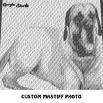 Custom Mastiff Beloved Family Pet Photo crochet graphgan blanket pattern; c2c, cross stitch graph; instant download