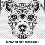Tattoo Pit Bull Dog Sugar Skull Alpha Art C2C crochet graphgan blanket pattern; afghan; graphgan pattern, cross stitch graph; pdf download; instant download