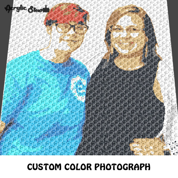 Custom Color Photograph crochet graphgan blanket pattern; c2c, cross stitch graph; pdf download; instant download