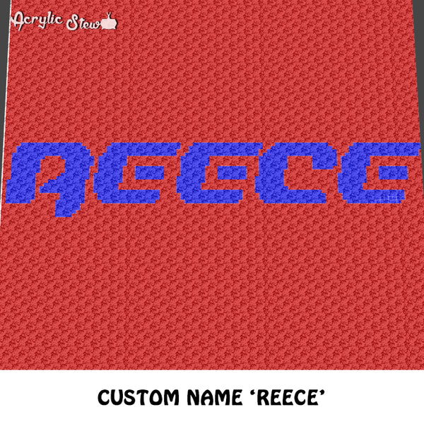 Custom Personalized Name  'Reece' Monogrammed crochet graphgan blanket pattern; c2c, cross stitch graph; pdf download; instant download