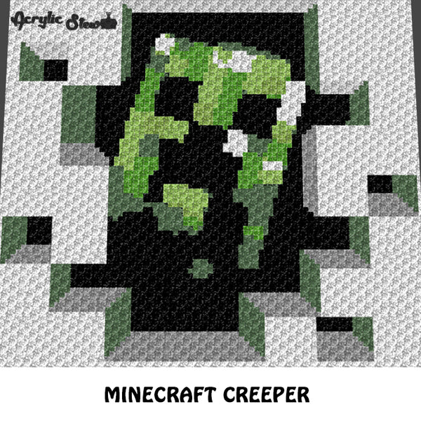 Minecraft Creeper Single Pixel Video Game Squares crochet graphgan blanket pattern; graphgan pattern, c2c; single crochet; cross stitch; graph; pdf download; instant download