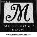 Custom Musgrove Realty Logo and Insignia crochet graphgan blanket pattern; c2c, cross stitch graph; instant download