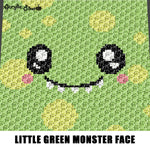 Little Green Polka Dot Monster Face crochet graphgan blanket pattern; c2c, cross stitch; graph; pdf download; instant download