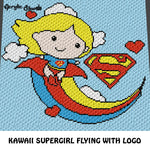 Kawaii Supergirl Mini DC Comics Superhero Cartoon crochet graphgan blanket pattern; graphgan pattern, c2c, cross stitch graph; pdf download; instant download