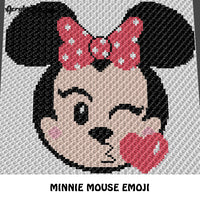 Minnie Mouse Emoji Kissing Disney Cartoon Character crochet graphgan blanket pattern; c2c, cross stitch graph; pdf download; instant download
