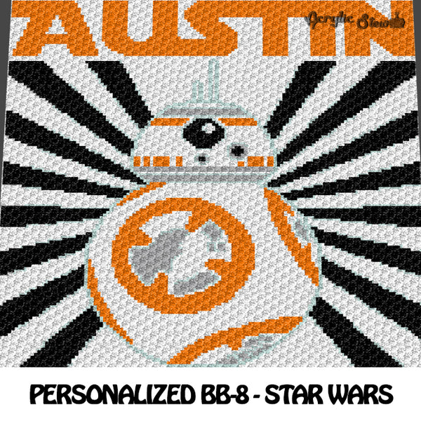 Custom Personalized BB-8 Star Wars crochet graphgan blanket pattern; c2c, cross stitch graph; pdf