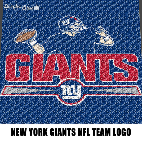 New York NY Giants NFL Football Team Logo Art crochet graphgan blanket pattern; c2c, cross stitch graph; pdf download; instant download