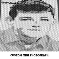 Custom Mini Photograph Black and White Photo crochet graphgan blanket pattern; c2c, cross stitch graph; pdf download; instant download