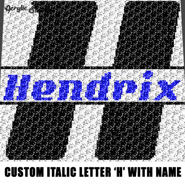 Custom Personalized Letter 'H' and Name 'Hendrix' crochet gragphan blanket pattern; graphgan pattern, c2c, single crochet; cross stitch; graph; pdf download; instant download