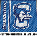 Custom Creighton Blue Jays College Basketball Mascot Logo crochet graphgan blanket pattern; c2c; single crochet; cross stitch; graph; pdf download; instant download