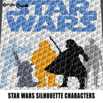 Star Wars Luke Skywalker Yoda Chewbacca Darth Vader Han Solo Silhouette Television Cartoon and Movie Characters crochet graphgan blanket pattern; c2c; single crochet; cross stitch; graph; pdf download; instant download
