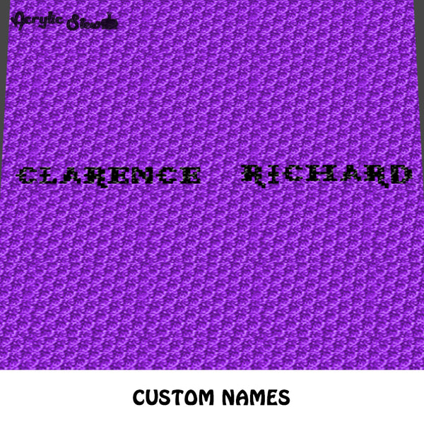 Custom Personalized Names  'Clarence' 'Richard' Monogrammed crochet graphgan blanket pattern; c2c, cross stitch graph; pdf download; instant download