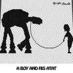 A Boy and His AT-AT Walker Star Wars Movie Themed crochet graphgan blanket pattern; c2c, cross stitch graph; pdf download; instant download