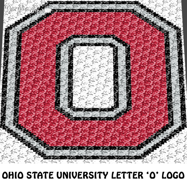 Ohio State University OSU Buckeyes Letter O Logo crochet graphgan blanket pattern; c2c, cross stitch graph; pdf download; instant download
