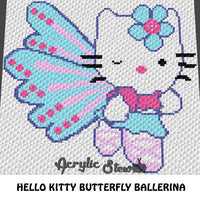 Hello Kitty Butterfly Ballerina C2C crochet blanket pattern; graphgan; afghan; graphgan pattern, cross stitch; pdf download; instant download