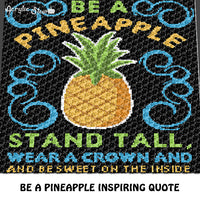 Be A Pineapple Stand Tall Inspirational Motivational Quote Fruit Themed Typography crochet graphgan blanket pattern; graphgan pattern, c2c; single crochet; cross stitch; graph; pdf download; instant download