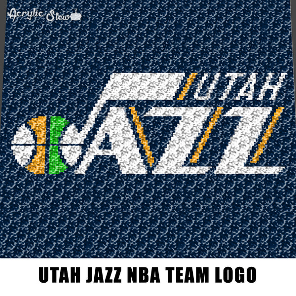 Utah Jazz NBA Team Logo American Professional Basketball Team crochet graphgan blanket pattern; c2c; cross stitch; graph; pdf download; instant download