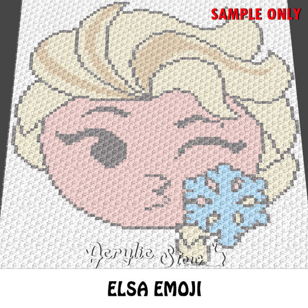 Elsa Emoji Frozen Disney Princess crochet blanket pattern; c2c, cross stitch graph; instant download