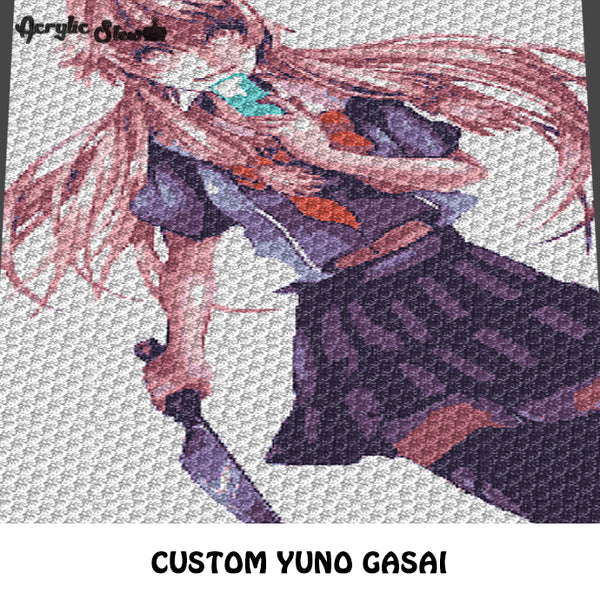Custom Yuno Gasai Future Diary Anime Character crochet graphgan blanket pattern; c2c, cross stitch graph; instant download