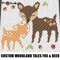 Custom Woodland Tales Fox and Deer Cartoon Art crochet graphgan blanket pattern; c2c, cross stitch graph; pdf download; instant download