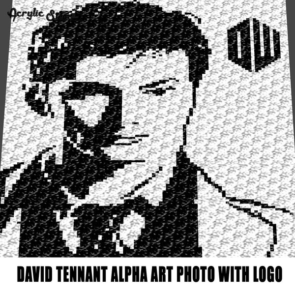 David Tennant Alpha Art Photograph With Doctor Who Logo BBC Television Movie Character crochet graphgan blanket pattern; c2c; single crochet; cross stitch; graph; pdf download; instant download