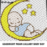 Goodnight Moon and Stars Lullaby Baby Boy crochet graphgan blanket pattern; c2c, knitting, cross stitch graph; pdf download; instant download