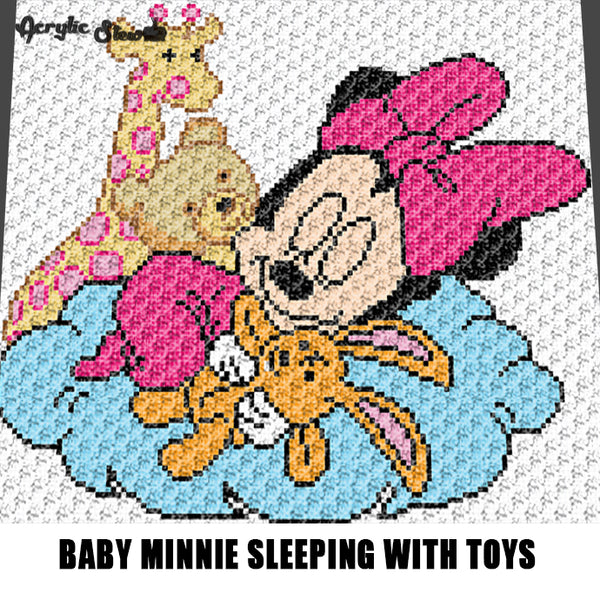 Custom Minnie Mouse With Giraffe Bear and Rabbit Toys Disney Character crochet graphgan blanket pattern; graphgan pattern, c2c, cross stitch graph; pdf download; instant download