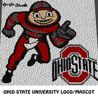 Ohio State University OSU Buckeyes College Logo and Brutus Mascot Columbus Ohio crochet graphgan blanket pattern; c2c; cross stitch; graph; pdf download; instant download