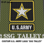 Custom U.S. Army Logo Decal Personalized With Name 'SSG Talley' crochet graphgan blanket pattern; c2c, cross stitch graph; pdf download; instant download