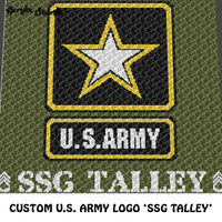 Custom U.S. Army Logo Decal Personalized With Name 'SSG Talley' crochet graphgan blanket pattern; c2c, cross stitch graph; pdf download; instant download