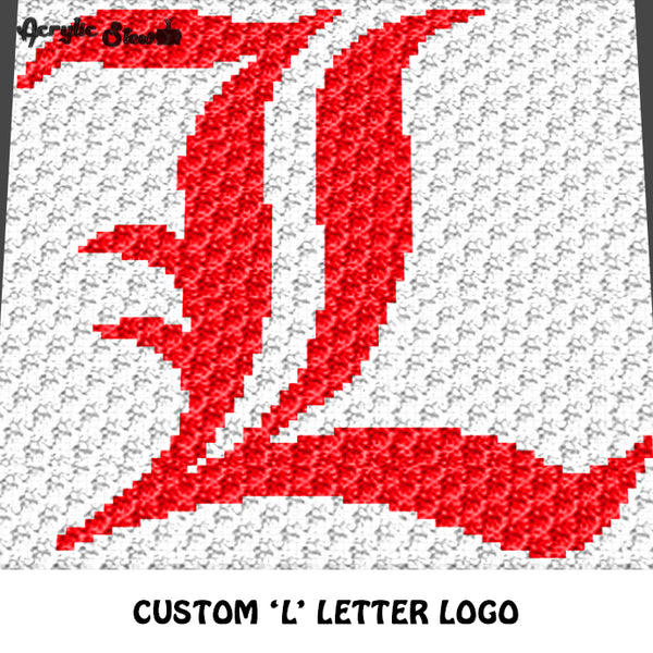 Custom 'L' Letter Logo crochet graphgan blanket pattern; c2c, cross stitch graph; pdf download; instant download