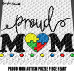 Proud Mom Autism Awareness Quote Typography Autism Primary Color Dots Autism Puzzle Piece Heart crochet graphgan blanket pattern; c2c; single crochet; cross stitch; graph; pdf download; instant download