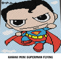 Kawaii Mini Superman DC Comics Baby Superhero crochet graphgan blanket pattern; graphgan pattern, c2c, cross stitch graph; pdf download; instant download