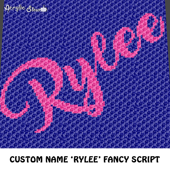 Custom Name 'Rylee' Fancy Script Font Diagonal crochet graphgan blanke ...