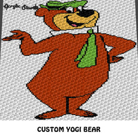 Custom Yogi Bear Vintage Cartoon Character crochet graphgan cushion pattern; c2c, cross stitch graph; instant download