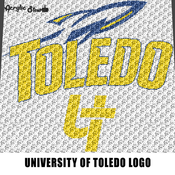 University of Toledo Rockets Toledo Ohio College Logo crochet graphgan blanket pattern; c2c; cross stitch; graph; pdf download; instant download