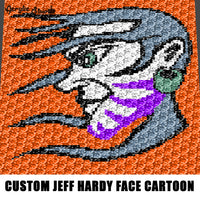 Custom Jeff Hardy Face Cartoon Drawing WWE Wrestler crochet graphgan blanket pattern; c2c; single crochet; cross stitch; graph; pdf download; instant download