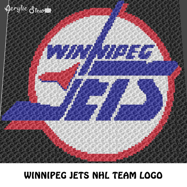 Winnipeg Jets NHL Team Vintage Logo Manitoba Hockey Team crochet graphgan blanket pattern; c2c, cross stitch graph; pdf download; instant download