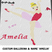 Custom Child Drawing Ballerina Keepsake With Name Amelia crochet graphgan blanket pattern; c2c, cross stitch graph; instant download
