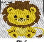 Baby Lion Sitting Jungle Animals Baby Animals crochet graphgan blanket pattern; c2c; cross stitch; graph; pdf download; instant download