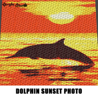 Dolphin Jumping Sunset Photo Art crochet graphgan blanket pattern; graphgan pattern, c2c, knitting, cross stitch graph; pdf download; instant download