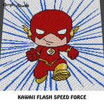 The Flash Kawaii Chibi Mini DC Comics Superhero Television Cartoon crochet graphgan blanket pattern; graphgan pattern, c2c; single crochet; cross stitch; graph; pdf download; instant download