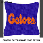 Custom Gators Word Logo crochet pillow pattern; C2C pillow pattern, crochet pillow case; pdf download; instant download