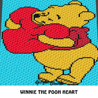Winnie the Pooh Squeezing A Heart Disney Cartoon Character crochet graphgan blanket pattern; c2c, cross stitch graph; pdf download; instant download