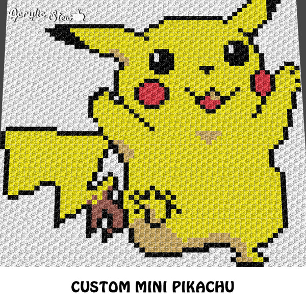 Custom Mini Pikachu Pokemon crochet graphgan blanket pattern; c2c, cross stitch graph; pdf download; instant download