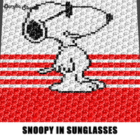 Vintage Snoopy Wearing Sunglasses Peanuts Comic Strip crochet graphgan blanket pattern; c2c, cross stitch; graph; pdf download; instant download