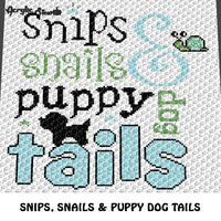 Snips Snails and Puppy Dog Tails Popular Nursery Rhyme Baby Boy crochet graphgan blanket pattern; c2c; knitting; cross stitch; graph; pdf download; instant download
